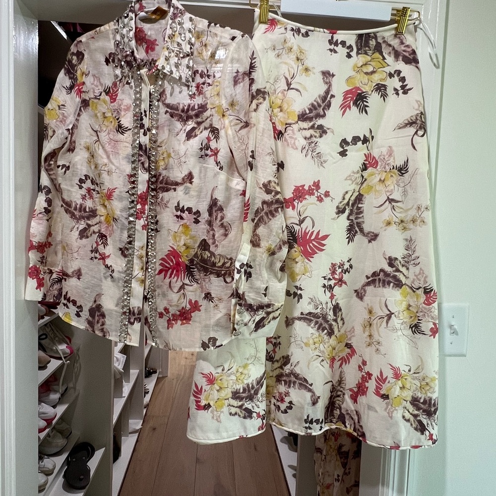 Floral Blouse and Skirt Set